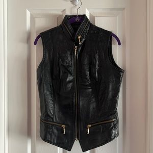 Leather vest gold zippers